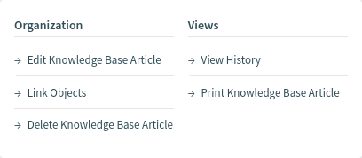 Knowledge Base Article Detail View Actions