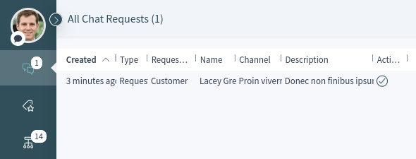 General Chat Requests From Customers Widget