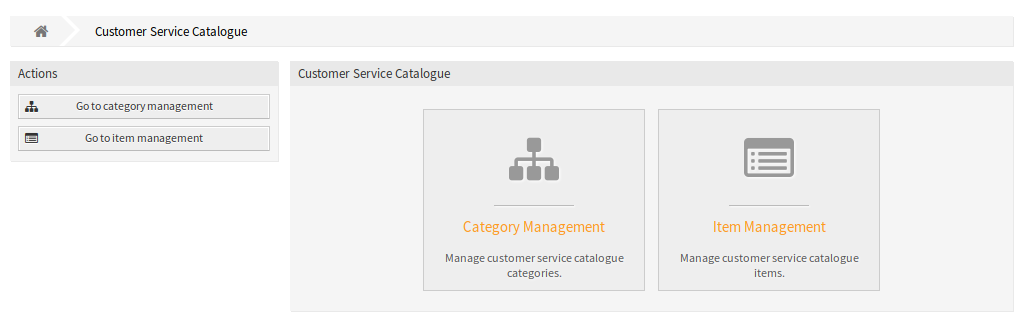 Kunden-Service-Katalog - Verwaltung