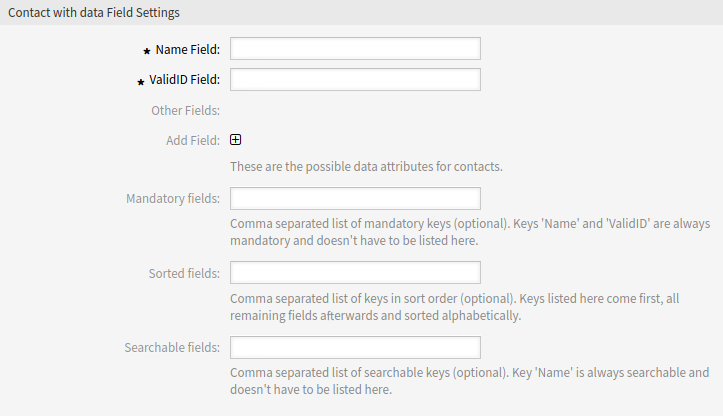 Contact With Data Dynamic Field Settings