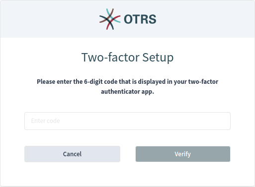 Two-factor Setup Authenticator App Verification