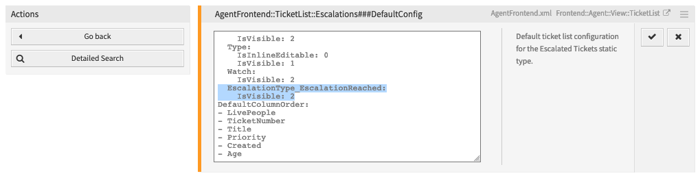 Speciális eszkalációs oszlop hozzáadása az *Eszkalált jegyek* képernyő beállításához