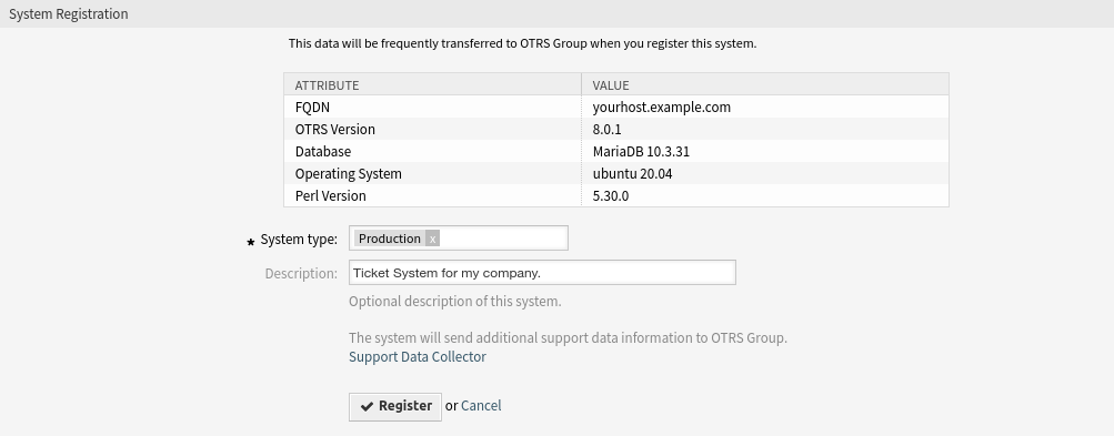 System Registration - Select System Type