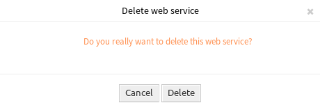 Webszolgáltatás törlése képernyő